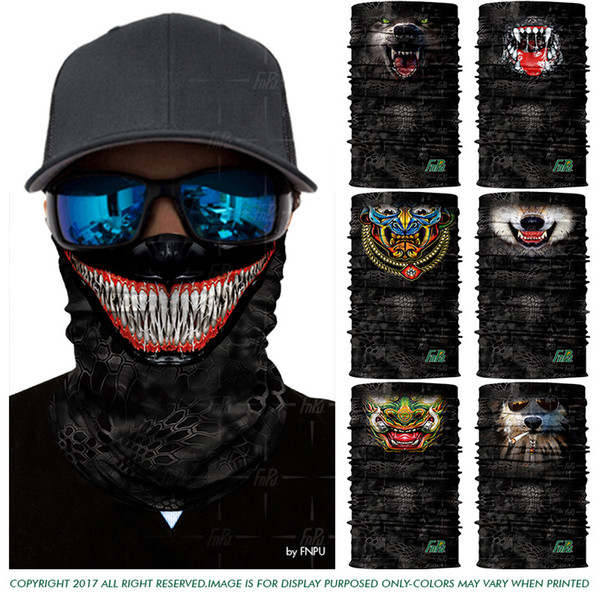 3D Animal Seamless Bandana Neck Tube Motorcycle Face Mask Winproof Ski Balaclava Venom Neck Gaiter Outdoors Magic Bandana Scarf