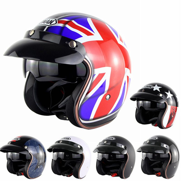 Motorcycle Copper Helmet With Sun Viosr Motorbike Harley Cacapete Old School Bike Retro Casque Men and women Summer Half Helmet Hard Hat