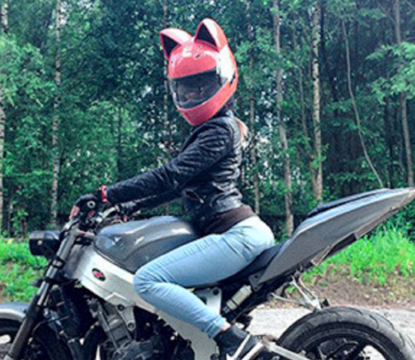 NITRINOS Brand motorcycle helmet full face with cat ears four season pink color