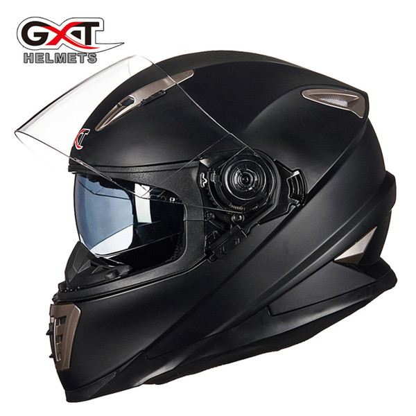 2018 GXT 999 black motorcycle full face helmet with Double lens ,motocross ABS motorbike Helmet protector size M L XL