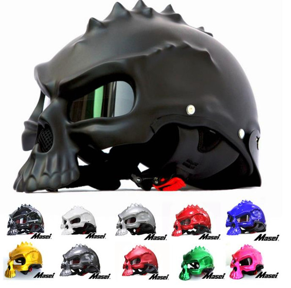 Dual Use Skull Mask Motorcycle Helmet Capacete Casco Novelty Retro Casque Motorbike Half Face Scooter Helmet free shipping