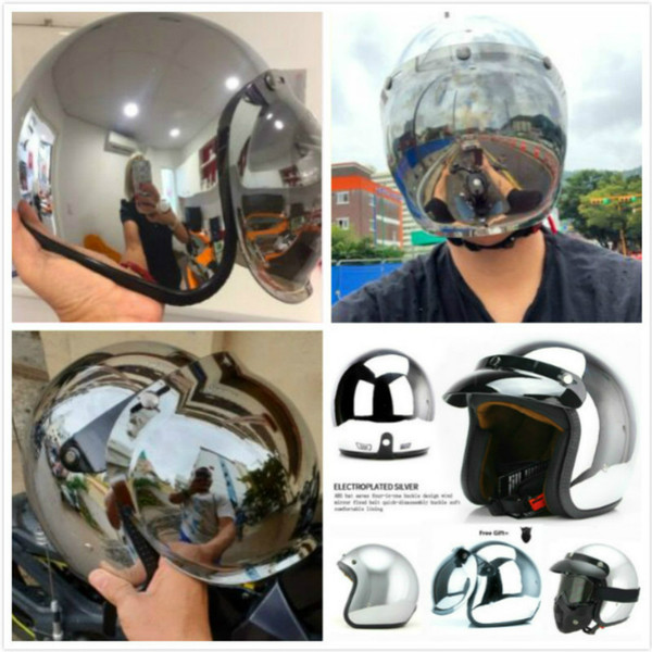 Hot Sell cool Vintage scooter retro helmet motorcycle cruise helmets Chrome Silver Mirror color half open face moto retro helmet