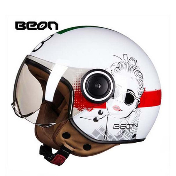 2019 Summer New BEON retro motorcycle helmet ABS half face motorbike vehicles running helmets four seasons with girl Design B-110B