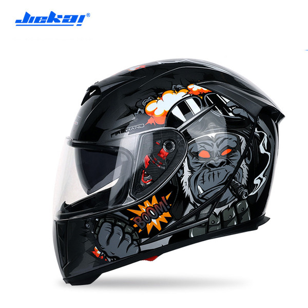 black king kong JIEKAI Double Lens Motorcycle Helmet Knight Full Face Motorbike motocross safety Helmets Size M L XL XXL