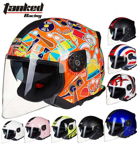 2016 New German Tanked Racing dual lens half face motorcycle helmet ABS motorbike electric bicycle safety helmet T597 removable liner