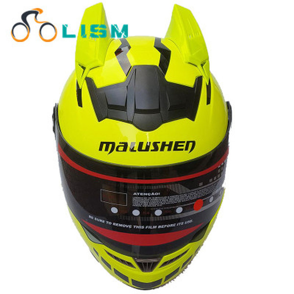 helmet malushun Motorcycle helmets, helmets for Motorcycle full sports car, horns helmet cascos full face iron man