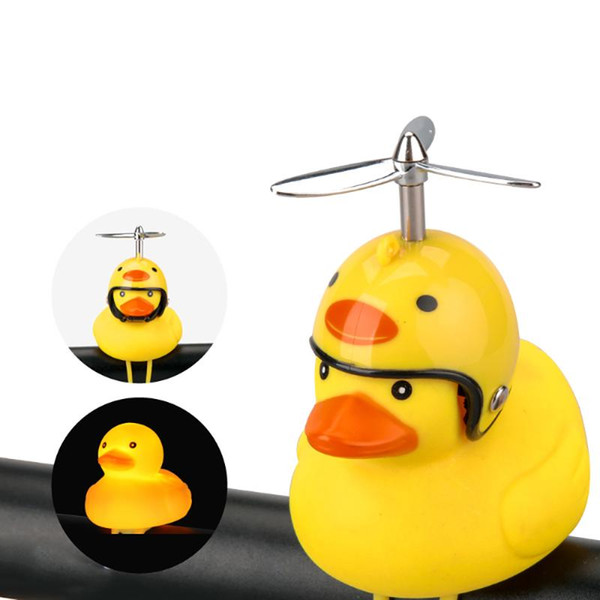 Cartoon Yellow Silica Little Duck Helmet Head Bicycle Light Shining Mountain Bike Handlebar Duck Head Light Bell Accessorie