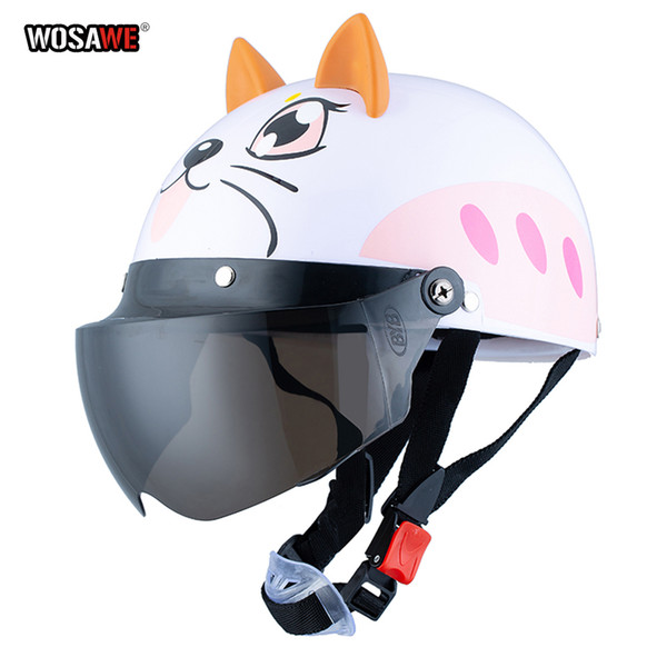 Electric Vehicle Kids Half Helmet Children Safety Boy Girl Cartoon Motorcycle Helmet with Goggle Visors UV protection