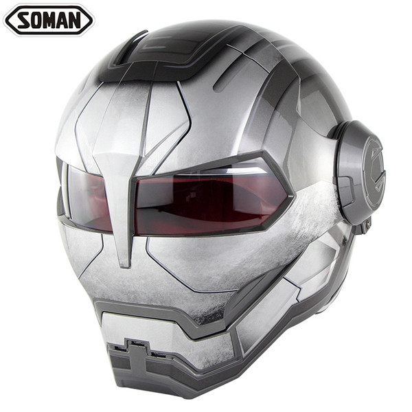 Newest War Gray Helmets Racing Motorcycle Ironman Helmet Motocross Flip Up Robote Style Casco Full Face capacetes Soman SM515