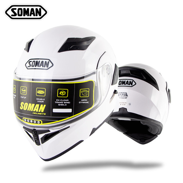 Soman flip up motorcycle helmet double visors motorbike riding casque casco de moto dot approval SM955