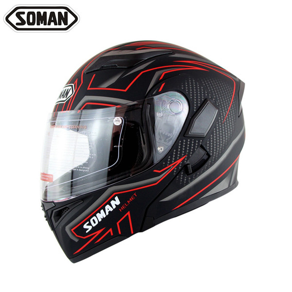 Soman 955 Double Lens Motorcycle Helmets Model K5 Flip up Motorbike Capacetes Casco DOT Approval