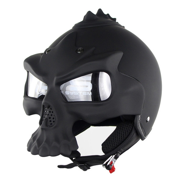 Skull Motorcycle helmet Double Lens Harley half face helmet Motorbike Capacetes Casco Retro Casque Soman Brand SM689