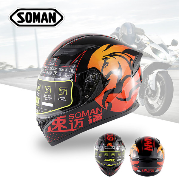 Soman 960 Double Lens Motorcycle Helmets Model K5 Flip up Motorbike Capacetes racing cycle Casco ECE&DOT Approval