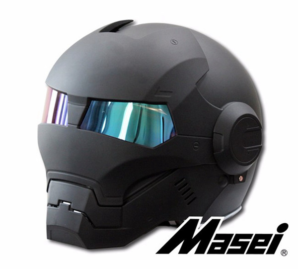 Matte Black MASEI IRONMAN Iron Man helmet motorcycle retro half helmet open face helmet 610 ABS casque motocross