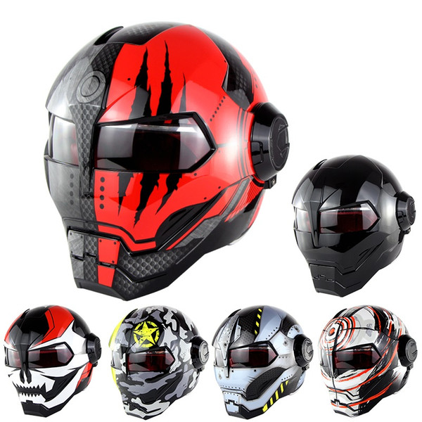 SOMAN Black IRONMAN Iron Man Helmet Motorcycle Helmet Motorbike Capacetes Casco Retro Casque Motocross Helmet