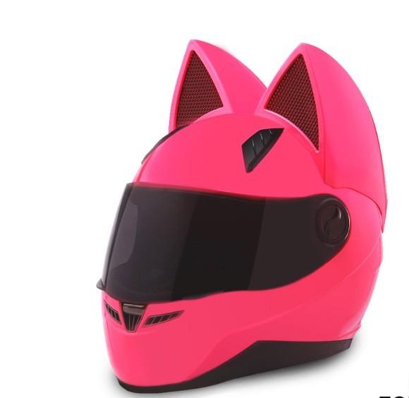 2017 motorcycle helmet cat ears personality full hair helmet 4 color pink yellow