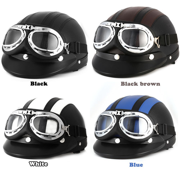 Motorcycle Helmet 54 - 60CM with Goggles Sun Shield Necklet Retro Style Light and Durable for Outdoor Cycling Protecting Head