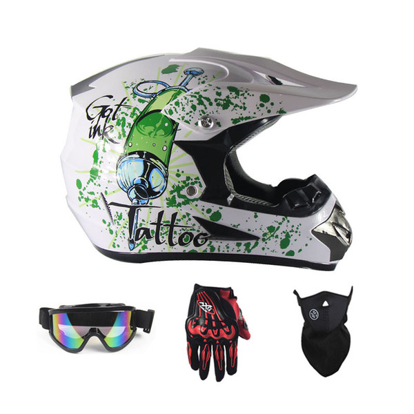 Top ABS Motobiker Helmet DH Motorcycle Racing Helmet Off-road Downhill mountain Suitable for kid with Goggle
