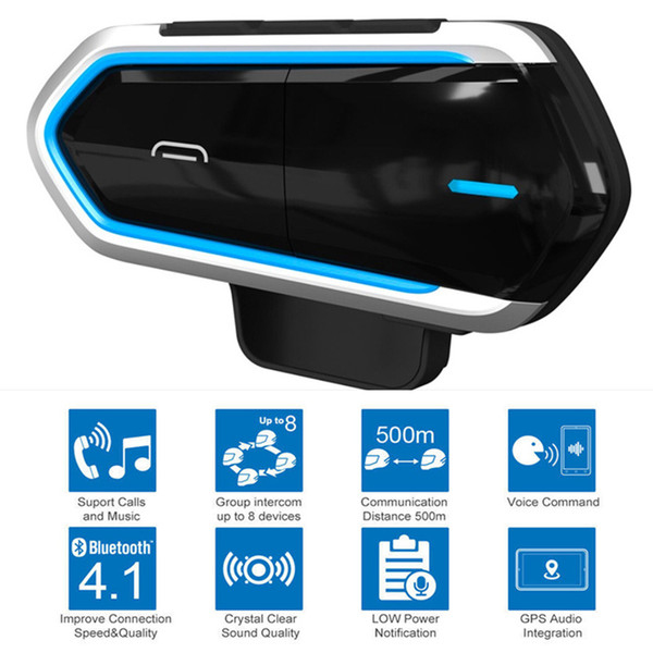 Motorcycle Helmet Wireless Bluetooth Headsets Riding Handsfree FM Radio Stereo MP3 Earphone Easy Operation Waterproof LongStand