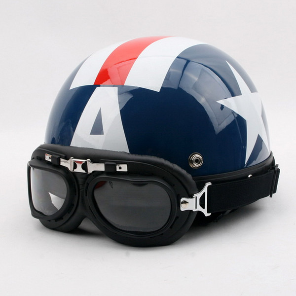 2016 New Captain America cartoon electric bicycle motorcycle helmet winter Harley style helmet ABS summer half face helmet Four Seasons