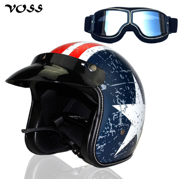 VOSS open face 3/4 motorcycle motorcross Casco Capacete helmet, scooter helmet Vintage and silver glasses ,free shipping