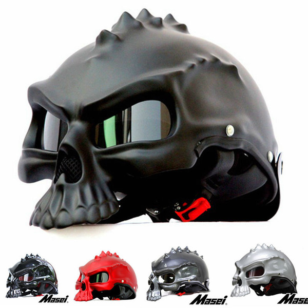 Wholesale- Masei 14 color 489 Dual Use Skull Motorcycle Helmet Capacete Casco Novelty Casque Motorbike Half Face Helmet free shipping