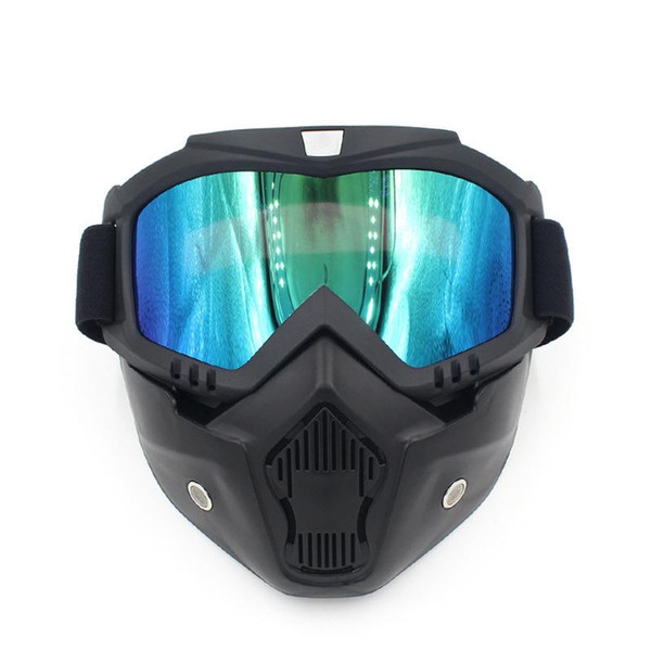 Motocross Goggles Glasses Face Dust Mask Detachable Motorcycle Oculos Gafas Mouth Filter For Open Face Vintage Helmets Universal