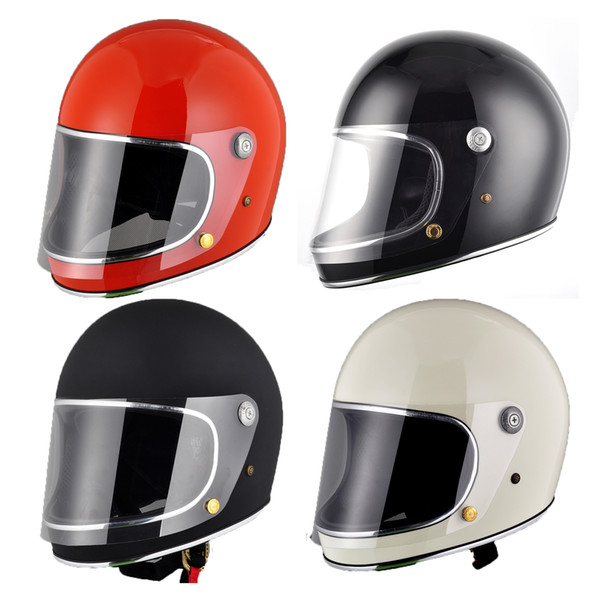 FRP full Face Motorcycle helmet with shield for Vintage Cafe racer casco retro motocross cycling chopper cruiser modular dirt bike helmet