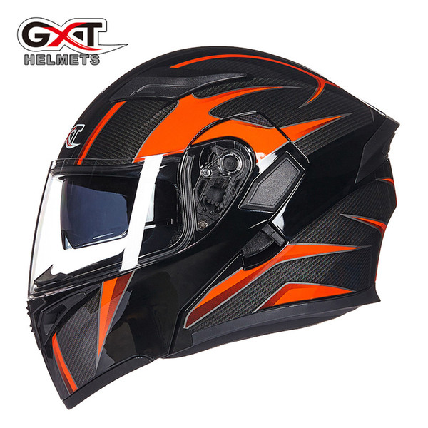 Wholesale- Hot sale GXT 902 Flip Up Motorcycle Helmet Modular Moto Helmet With Inner Sun Visor Safety Double Lens Racing Full Face Helmets