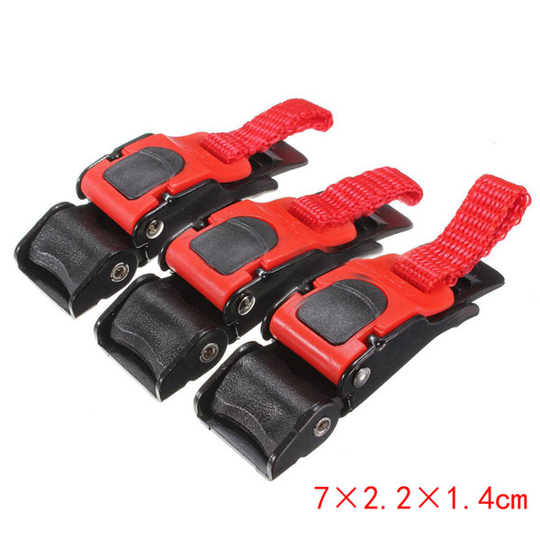 3x Plastic Motorcycle Helmet Speed Clip Chin Strap Quick Release Pull Buckle New Black+Red