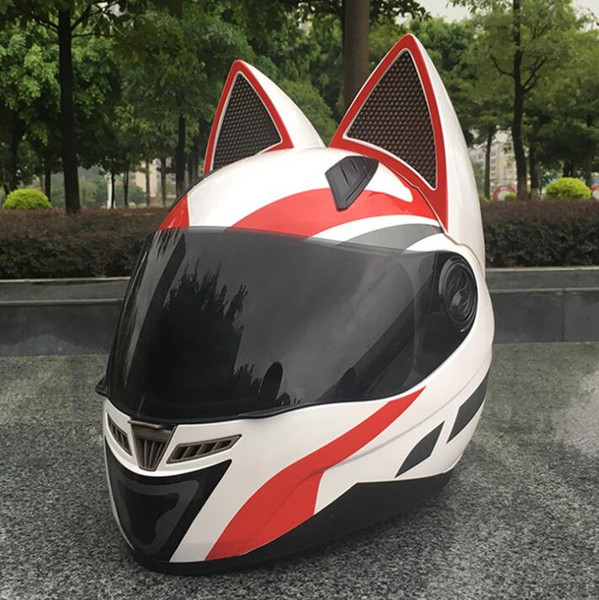 Full Face Motorcycle Helmet Personality Cat ear Fashion Motorbike Moto Capacete 5 color motorcycle helmet KKA6755