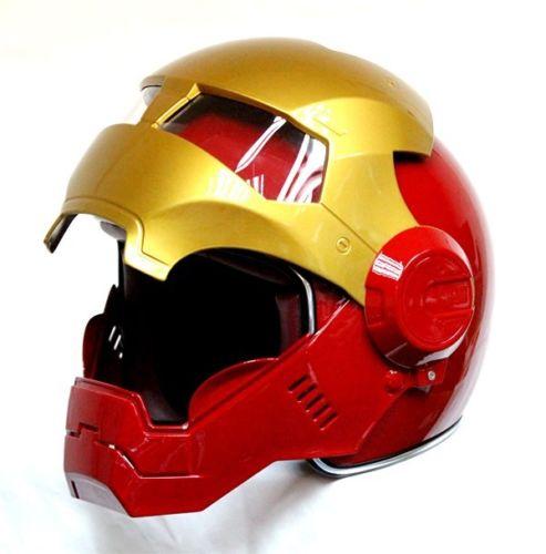 Masei bike scooter moto Red golden Classic iron man helmet motorcycle helmet half open face casque motocross