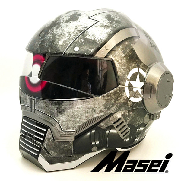 2019 Bright Gray zaku Army War Machine MASEI IRONMAN Iron Man helmet motorcycle helmet retro half helmet open face 610 ABS