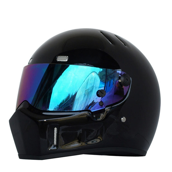 Motorcycle Full Helmet Autumn Winter Warm Kart Racing Glass Riding Motocross Helmet Unisex ATV-1 Black/Elegant Black/White