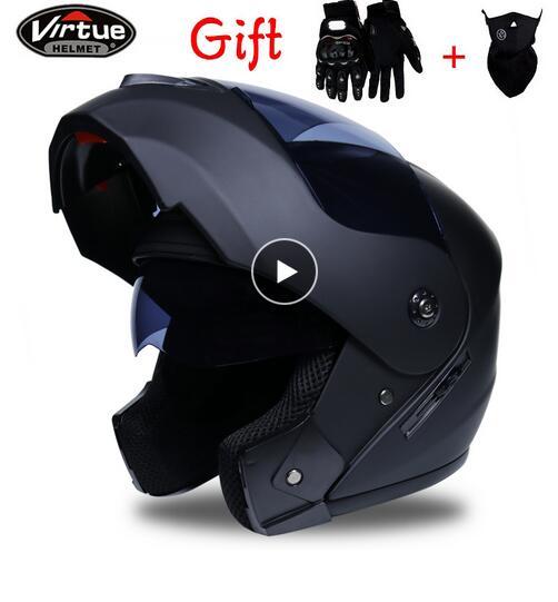 2018 nuevo Flip Up carreras Casco Modular Dual lente moto rcycle Casco cara completa seguro cascos motos