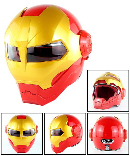 SOMAN Motorcycle Helmet Iron Man Helmet Motorbike Capacetes Casco Retro Casque Moto Riding Helmet Casque Motocross