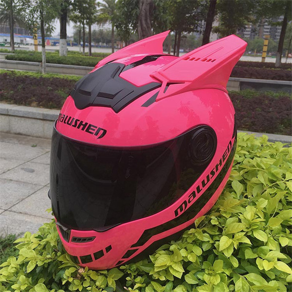 MALUSHEN Motorcycle Helmet Women child motorcross equipment protect Cat Helmet Personality Full Face Motor Helmet with Goggles