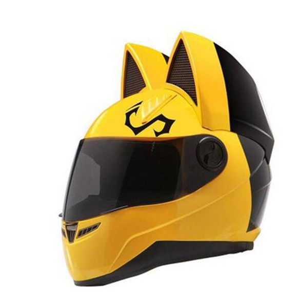 NITRINOS Motorcycle Helmet Women Moto Helmet Cat Full Face Casque Moto Casco Cat Horns Motorbike Capacete