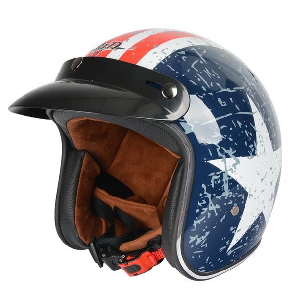 Free Shipping Motorcycle Helmet Retro Vintage Cruiser Chopper Scooter Cafe Racer Cascos Moto Helmet 3/4 Open Face E22