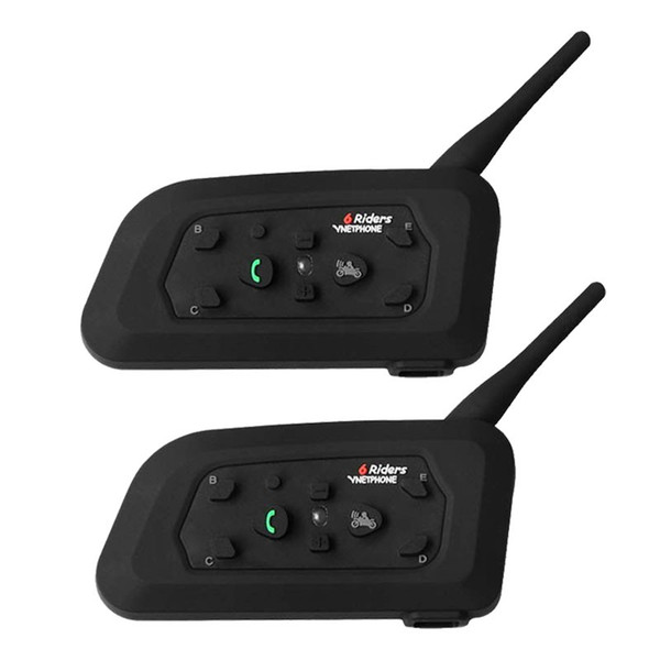 Vnetphone 2PCS 1200M Motorcycle Bluetooth Helmet Intercom for 6 riders BT Wireless Waterproof Interphone Headsets MP3