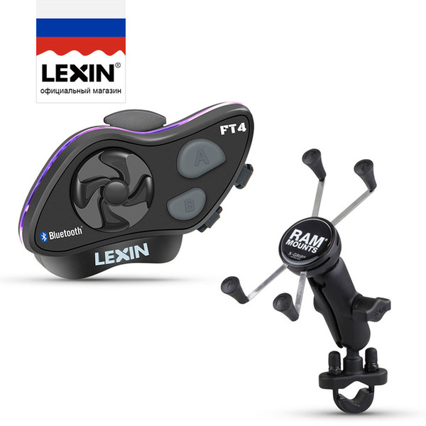 LEXIN& LX-FT4 Motocross Helmet Intercom+ Mount Combo Kit with Trim Light Design Universal Pairing Intercomunicator