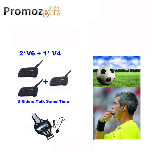 1* V4 + 2 * V6 1200M 3 Referees Talk same time for Football Referee Coach Judger Arbitro Ref-comm headset