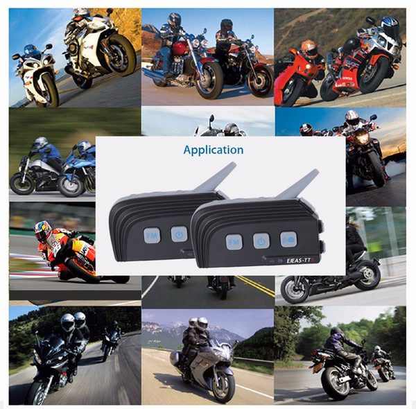 EJEAS - TTS Motorcycle Bluetooth 4.0 Riding Intercom Four People Full Duplex Talking Waterproof Inter-phone FM radio function