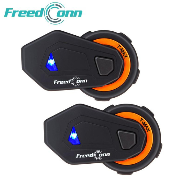 2PCS Original Freedconn T-MAX Motorcycle 6 Riders Group Talking FM Radio Bluetooth 4.1 Helmet Intercom Headset Soft/Hard Mic