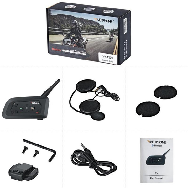 1 Motorcycle Walkie-talkie V4 Full-duplex Real-time Call Helmet Walkie-talkie Headset 1200M Wireless Motorbike Intercom Connect