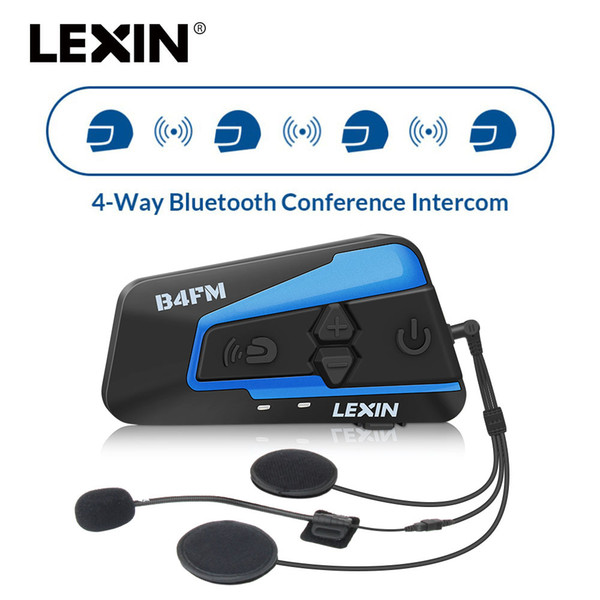 bt intercomunicador Brand Lexin LX-B4FM for 4 Riders Intercom Motorcycle Bluetooth Helmet Headsets BT moto intercomunicador with FM radio