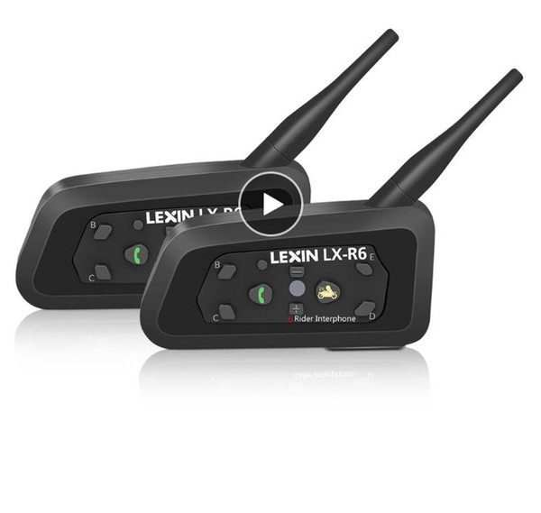 2PCS Lexin R6 Motorcycle Bluetooth Helmet Headsets Intercom for 6 riders BT Wireless intercomunicador Interphone MP3