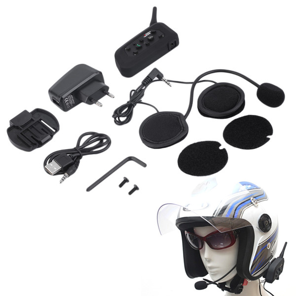 Newest Version V6 1200m Motorcycle Helmet Bluetooth Intercom Headset Moto Intercomunicador 6 Riders BT Interphone EU Plug