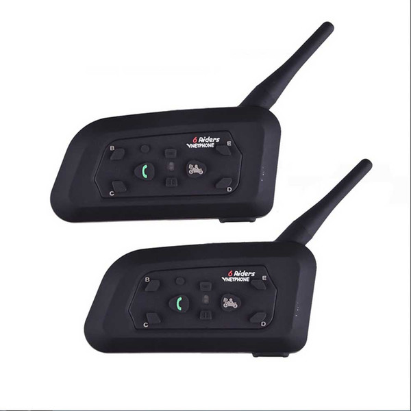 2pcs V6 Multi BT Interphone 1200M Motorcycle Bluetooth Helmet Intercom intercomunicador moto interfones headset for 6 Rider