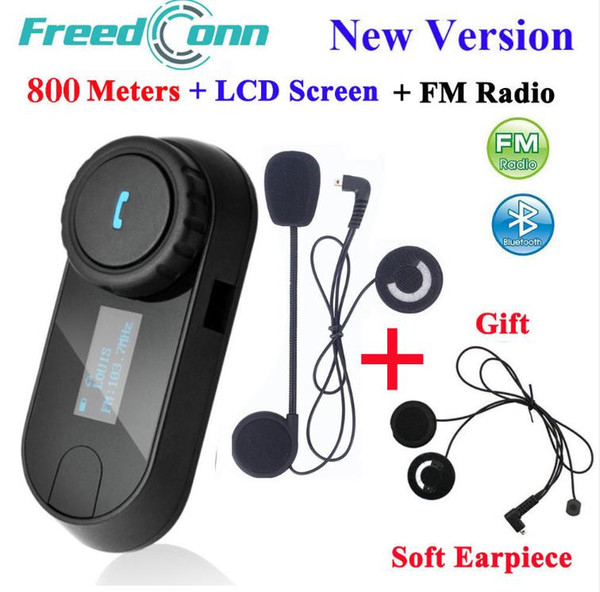 FreedConn TCOM-SC Bluetooth Motorcycle Interphone Headset Helmet Intercom LCD Screen with FM Radio + Soft Earpiece